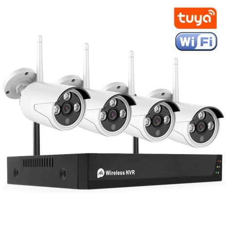 Беспроводной WiFi комплект видеонаблюдения на 4 камеры USmart ICK-01w, поддержка умного дома Tuya, 2 Мп, FullHD