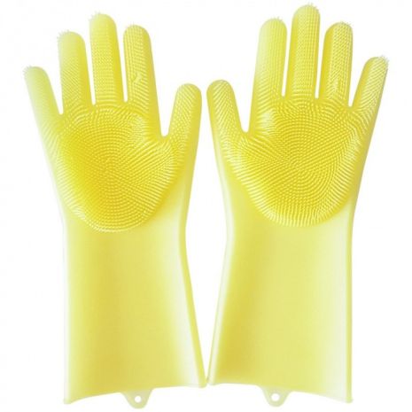 Силиконовые перчатки для мытья посуды жёлтые