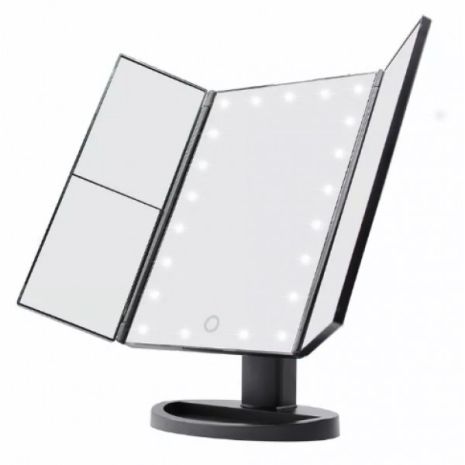 Тройное зеркало для макияжа LED Mirror с подсветкой Черное