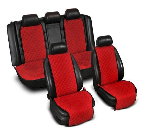 Накидки на сидения из Алькантары красные полный комплект