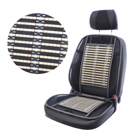 Накидка на сидения летняя бамбук + сетка с боковой фиксацией черная Elegant MAX 100 657 47*130см