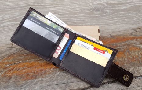 Мужской кожаный кошелек портмоне GS 9*12 см коричневый