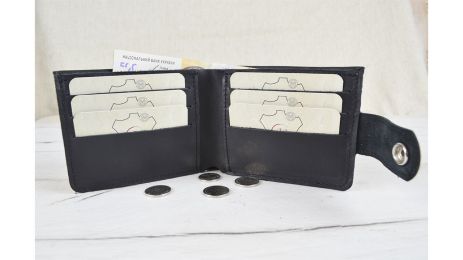 Чоловічий шкіряний гаманець портмоне GS 9*12 см чорний