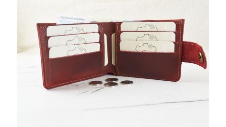Кожаный кошелек портмоне GS 9*12 см красный