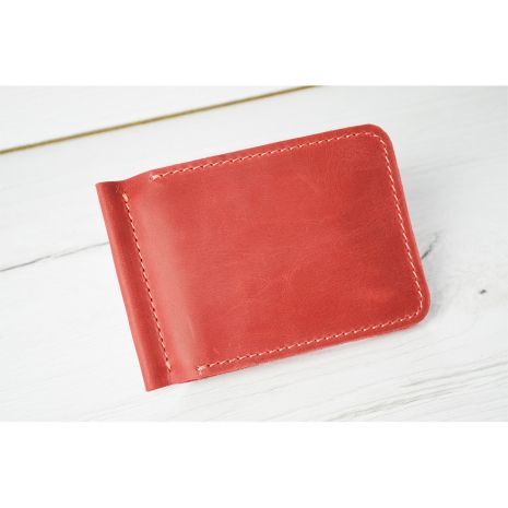 Кожаный кошелек с прижимом для купюр и монетницей GS 12,5 * 8,5 см красный