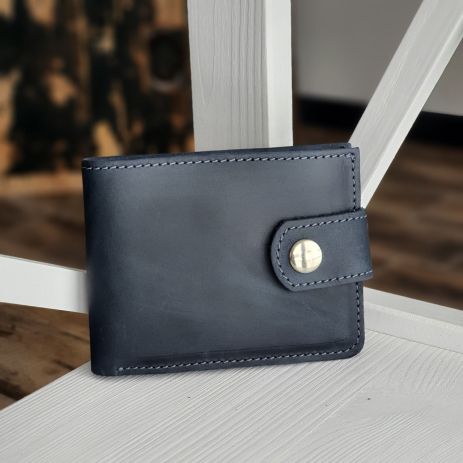 Мужской кожаный кошелек портмоне GS синий