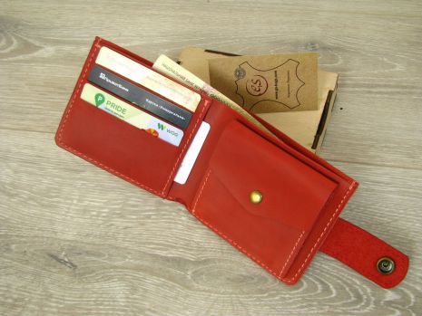 Кожаное женское портмоне GS красного цвета