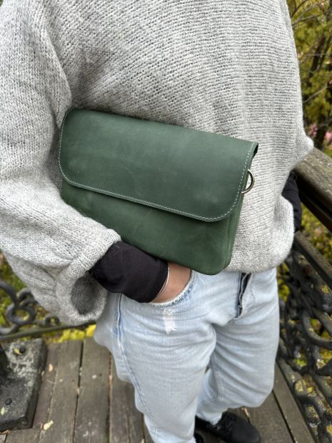 Жіноча шкіряна сумка клатч GS зелена