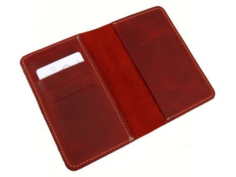 Обкладинка для паспорта GS червона шкіряна
