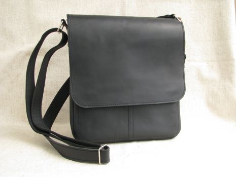 Мужская сумка планшет GS кожаная 27*23*3 см черная