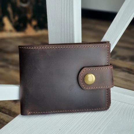 Мужской кожаный кошелек портмоне GS коричневый