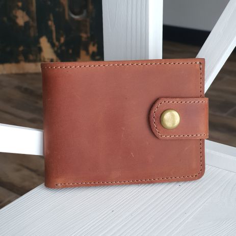 Чоловічий шкіряний гаманець портмоне GS коньячний