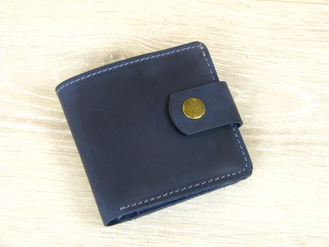 Женский кошелек бумажник GS кожаный синий