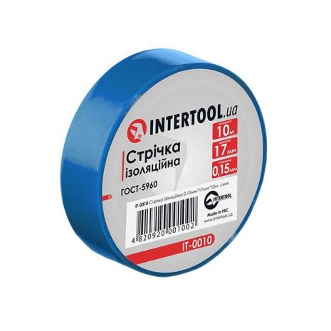 Лента изоляционная, 17 мм * 10 м * 0,15 мм, синяя INTERTOOL IT-0010