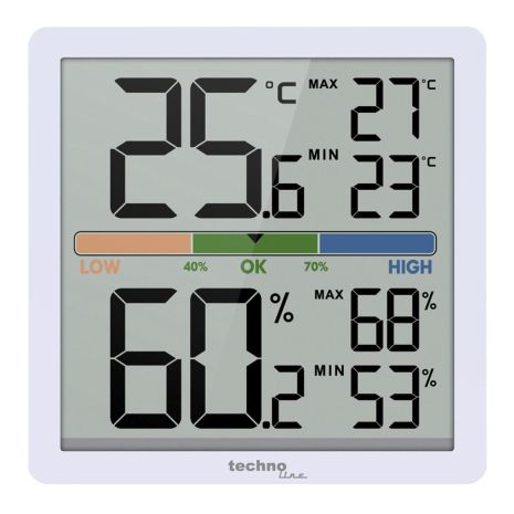 Термогігрометр з підсвічуванням дисплея Technoline WS9472 White