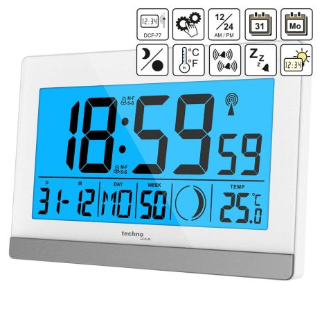 Годинник настільний цифровий Technoline WS8056 White/Silver (WS8056)