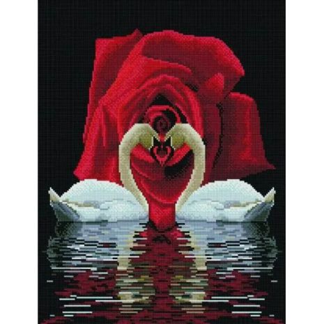 Алмазна мозаїка Лебеді та троянди 40х50 см ColorArt SP006