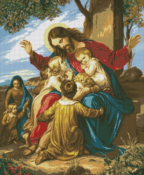 Алмазная мозаика Икона Иисус и дети 40х50 см ColorArt SP027