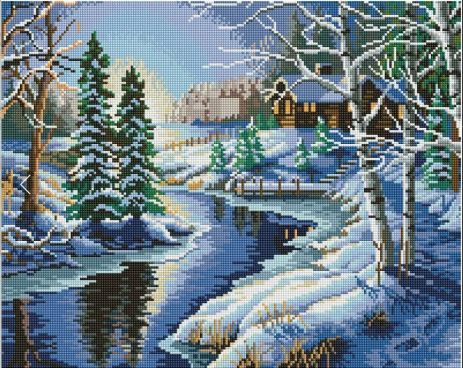 Алмазная мозаика Зимний пейзаж 40х50 см ColorArt SP028