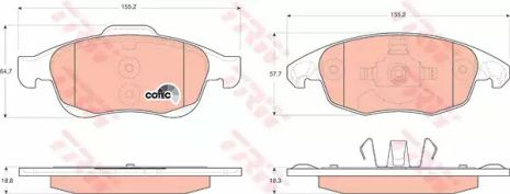 Колодки передние тормозные Citroen C4 Picasso 1.8i 16V/1.6HDI 07- , TRW (GDB1690)