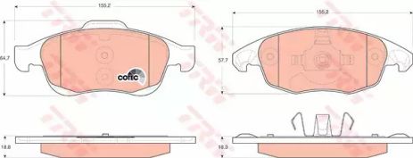 Колодки передні гальмівні Citroen C4 Picasso 1.8i 16V/1.6HDI 07-, TRW (GDB1690)