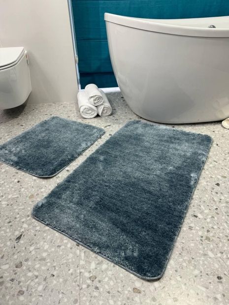 Набір килимків для ванної та туалету Softmicro 60x100 50x60 см Синій