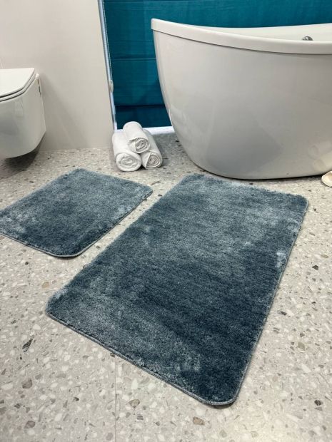 Набір килимків для ванної та туалету Softmicro 60x100 50x60 см 07009 Blue