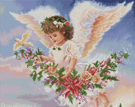 Алмазна мозаїка Ангел у квітах 40х50 см ColorArt SP036
