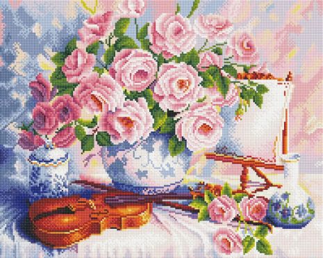 Алмазна мозаїка Троянди та скрипка 40х50 см ColorArt SP050