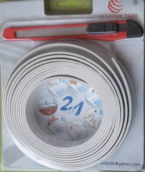 Бордюрная лента для ванной 22 мм x 3.0 м силиконовая+нож "Master Tape"