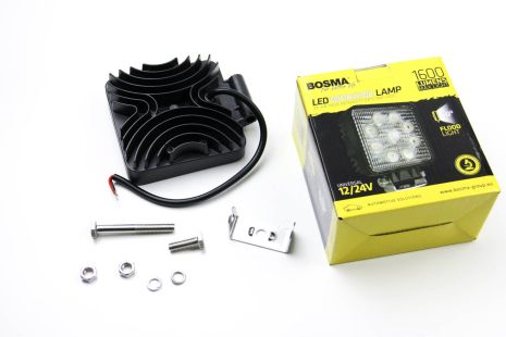 Фара додаткова WORK LED LAMP 12/24V 9XLED EPISTAR 3W 1600 LM 60 ° квадратна (1 шт), BOSMA (6100