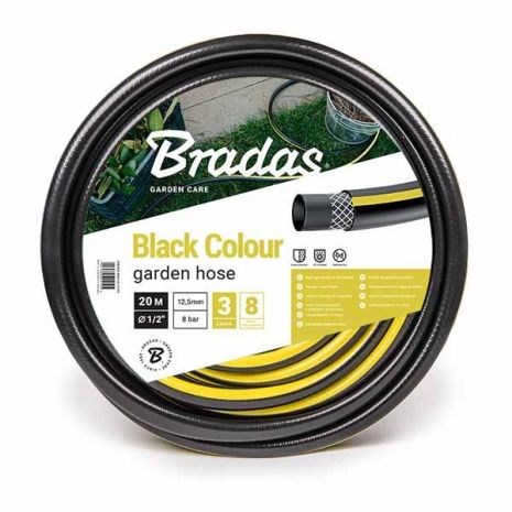 Шланг для полива 3 слоя армированный Black Colour 1/2" (12,5мм) - 20м Bradas Польша