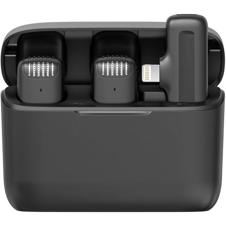 Подвійний бездротовий петличний Lightning мікрофон Savetek P31-2, петличка для iPhone/iPad, із зарядним кейсом, до 20м