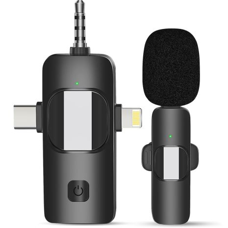 Беспроводная петличка 3в1: Lightning+Type-C+miniJack Savetek P29, микрофон для смартфона, ноутбука, планшета