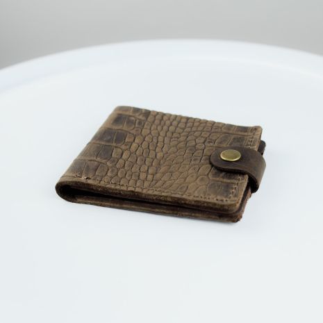 Класичний гаманець із натуральної шкіри Crazy Horse тиснення крокодил SH016 (темно-коричневий)