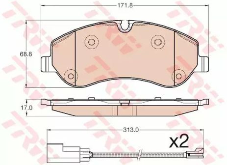 Колодки гальмові дискові FORD TOURNEO CUSTOM 2.2TDCI 2012 - передн. , TRW (GDB1967)