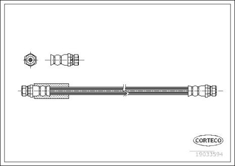 Тормозной шланг Jetta/CC/Golf/Passat/Touran/Altea/Leon/Toledo/Superb/Octavia/A3 98-, CORTECO (190335