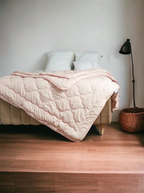 Одеяло 4 сезони, двоспальне, мікрофібра, холлофайбер персикова 175 х 215 см