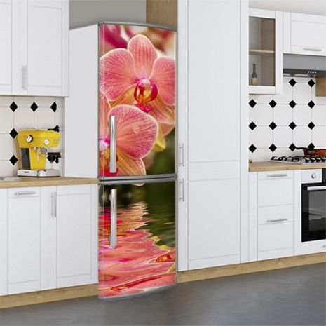 Наклейки на холодильник, орхидеи красные, 200х65 см - Лицевая(В), с ламинацией