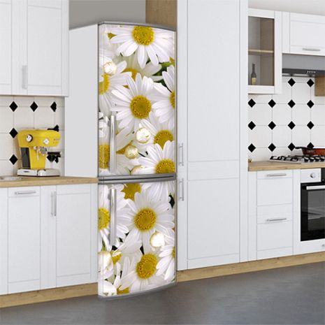 Наклейки для холодильника, цветы, ромашки, 200х65 см - Лицевая(В), с ламинацией