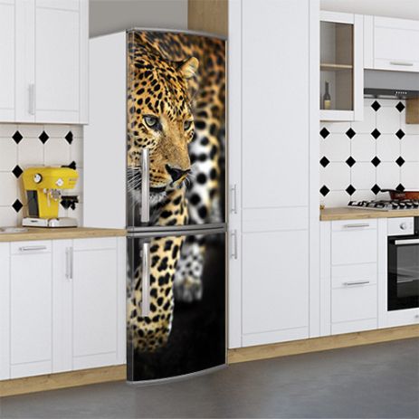 Вінілова наклейка на холодильник, леопард, 180х65 см - Лицьова(В), з ламінацією