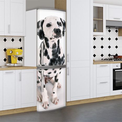 Виниловая наклейка на холодильник, с собакой далматинцем, 180х65 см - Лицевая(В), с ламинацией