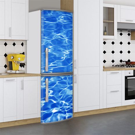 Наклейка на холодильник, текстура воды, 200х65 см - Лицевая(В), с ламинацией