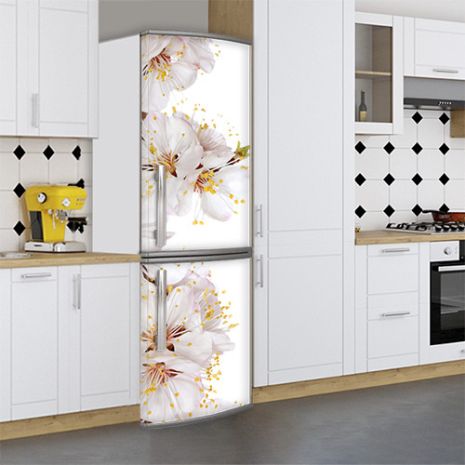 Наклейки для холодильника, цветущая вишня, 200х65 см - Лицевая(В), с ламинацией