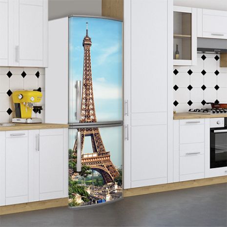 Виниловая наклейка на холодильник, эйфелева башня, 200х65 см - Лицевая(В), с ламинацией