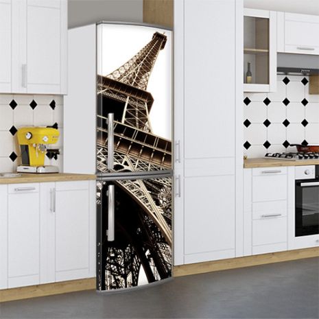 Виниловая наклейка на холодильник, эйфелева башня, 200х65 см - Лицевая(В), с ламинацией