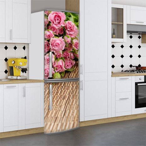 Наклейка для холодильника, цветы розы, 200х65 см - Лицевая(В), с ламинацией