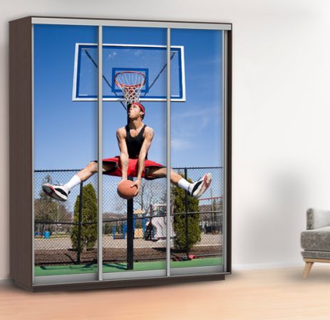 Наклейка на шкаф баскетбол (наклейка для дверей спорт) 240 х 100 см с защитной ламинацией