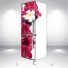 Наклейка для холодильника, цветы на белом, 200х65 см - Лицевая+Правая(C), с ламинацией