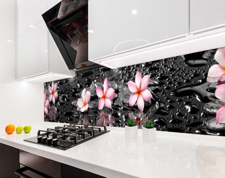 Наклейка на кухонний фартух 60 х 200 см, фотодрук із захисною ламінацією Гавайські квіти, орхідеї